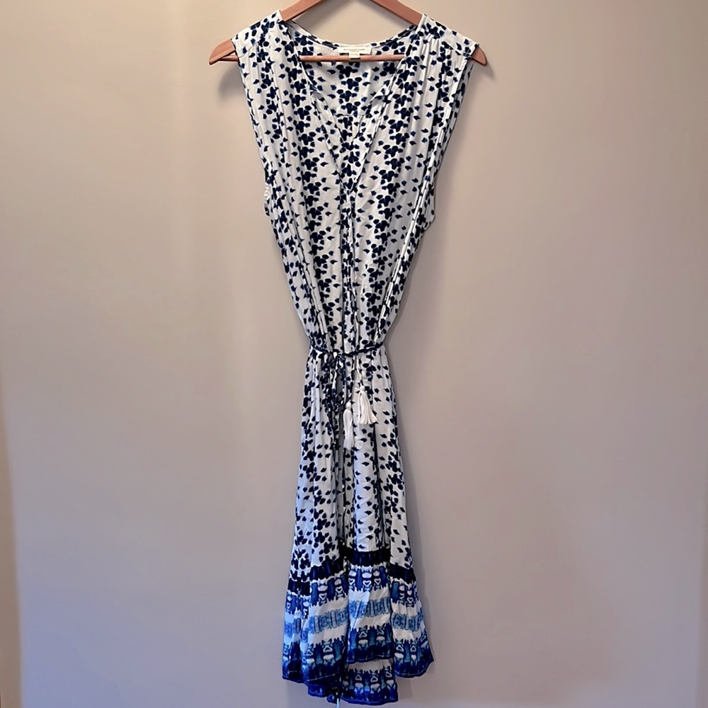Beachlunchlounge Collection marine blue and white sleeveless sundress XL.Viscose
